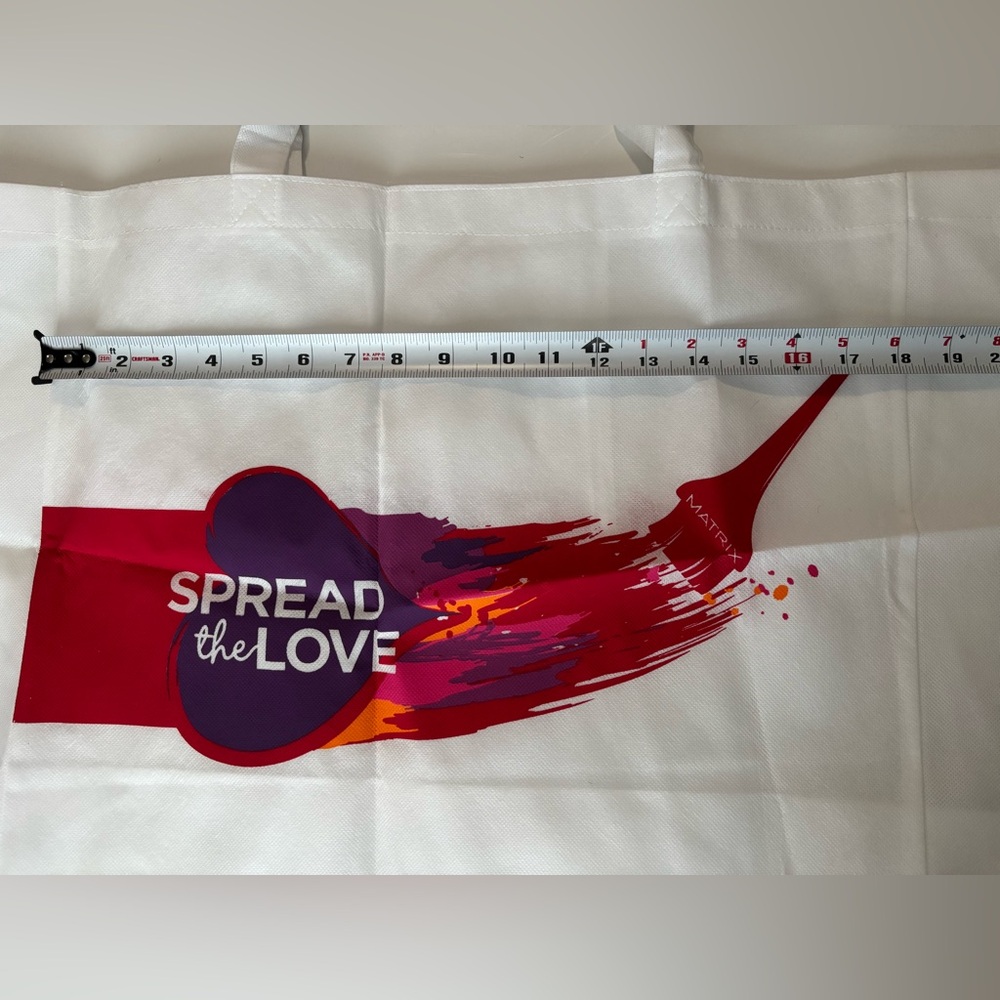 New Matrix “Spread the Love” Reusable Large Tote bag in white.